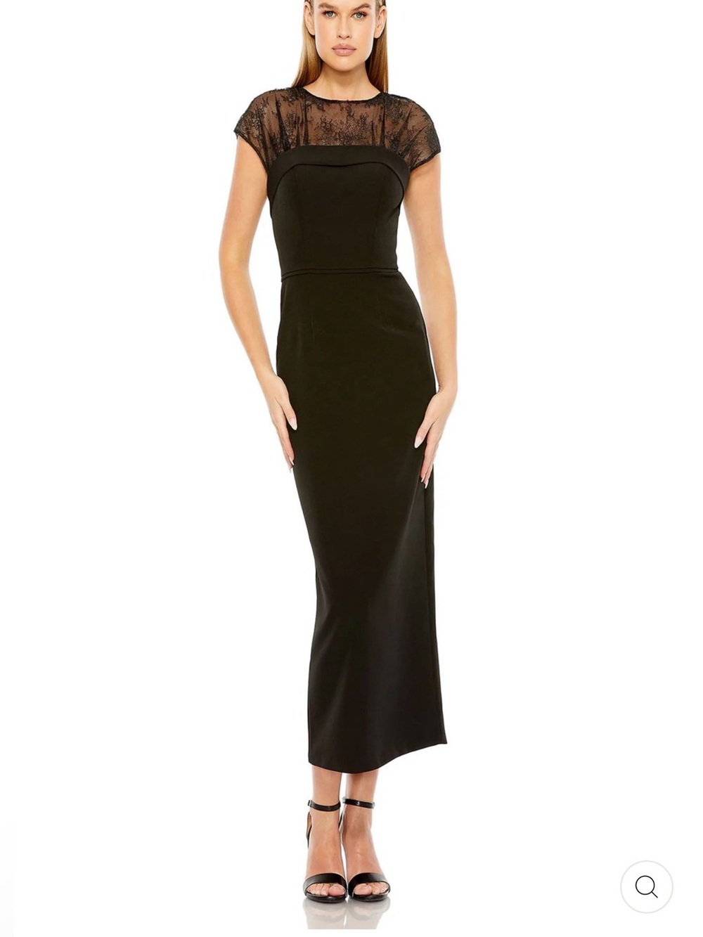 NWT Mac Duggal Black Maxi Dress Skirt with Lace Yoke